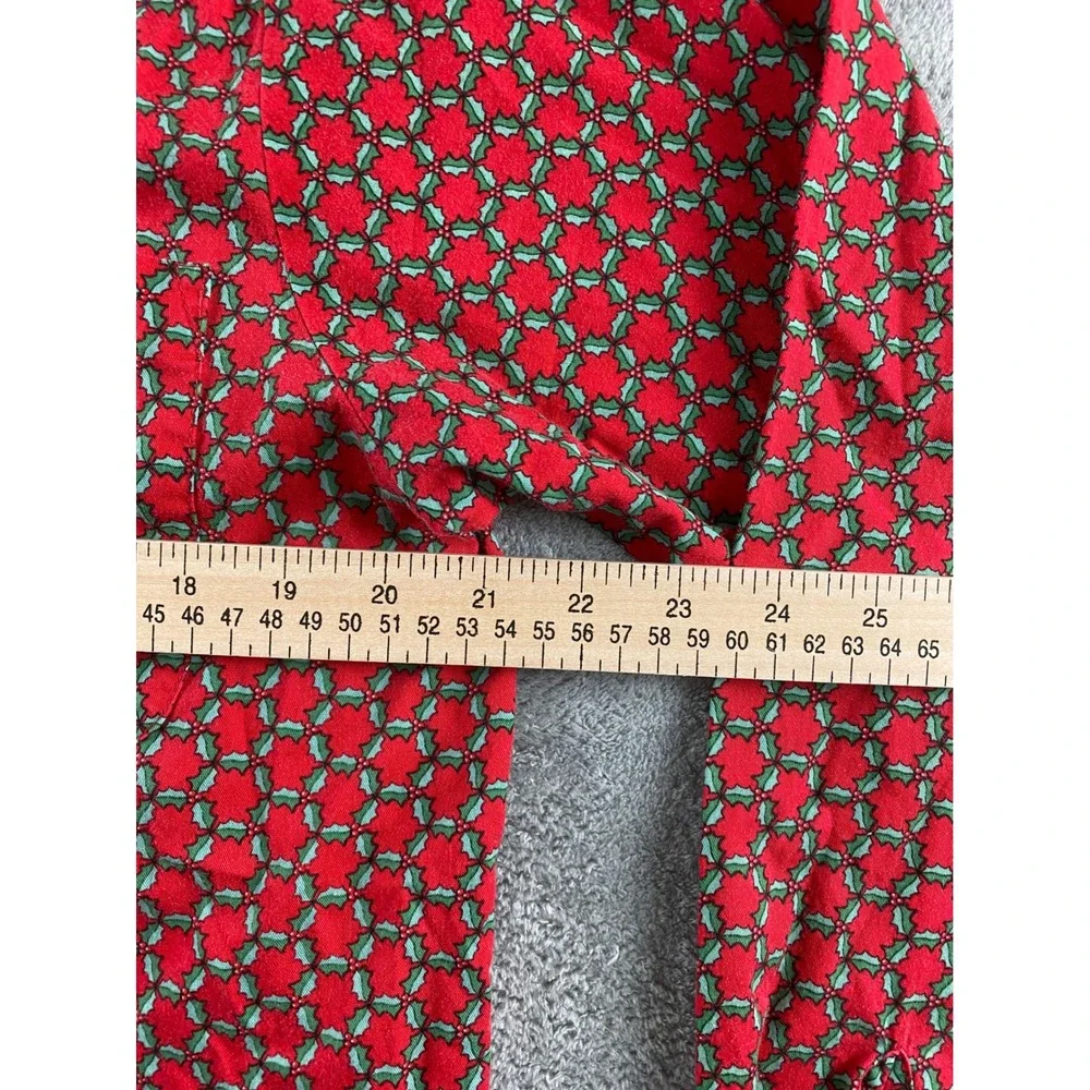 Karen Scott Mens Red Holly Berry Christmas Button Down Shirt M Cotton Long Slv